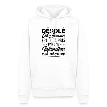 Cet homme est déjà pris par une infirmière - Sweat à capuche Premium bio Homme - blanc - Devant - Nico (187cm)