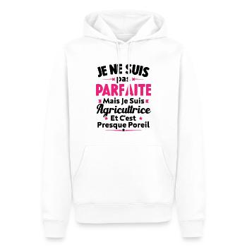 Pas parfaite mais je suis Agricultrice - Sweat à capuche Premium bio Homme - blanc - Devant - Nico (187cm)