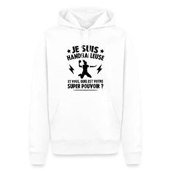 Handballeuse super-pouvoir - Sweat à capuche Premium bio Homme - blanc - Devant - Nico (187cm)