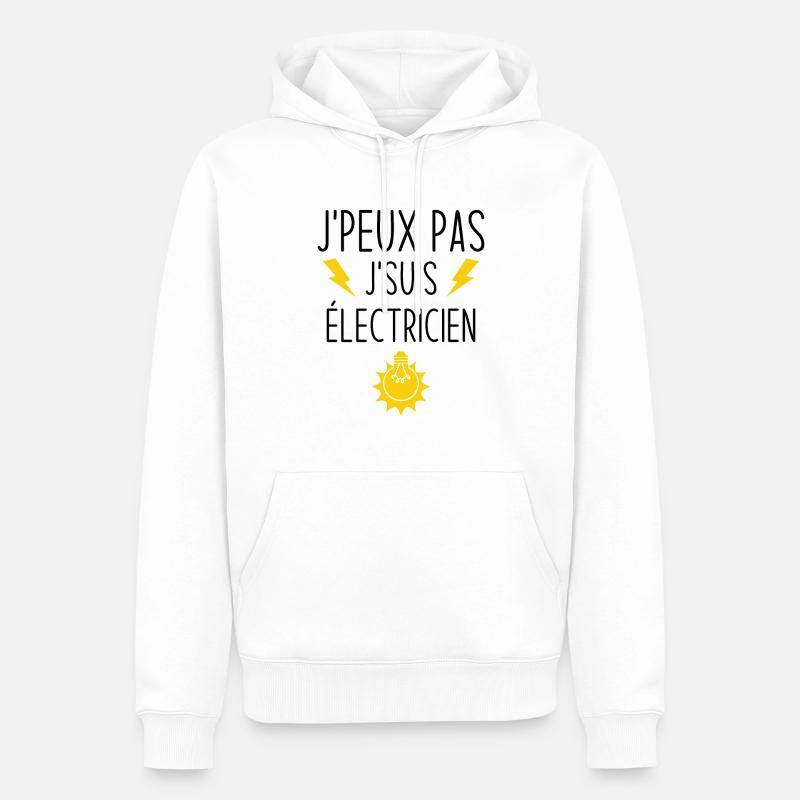 J'peux pas j'suis électricien - Sweat à capuche Premium bio Homme - blanc