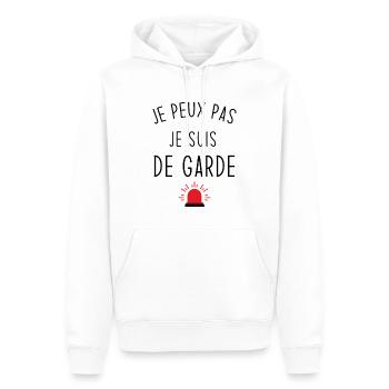 Je peux pas je suis de garde - Sweat à capuche Premium bio Homme - blanc - Devant - Nico (187cm)
