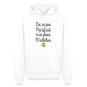 Le papa parfait n'a pas d'abdos - Sweat à capuche Premium bio Homme - blanc - Devant - Nico (187cm)