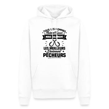 Les meilleurs hommes deviennent Pêcheurs - Sweat à capuche Premium bio Homme - blanc - Devant - Nico (187cm)