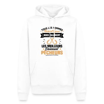 Les meilleurs hommes deviennent Pêcheurs - Sweat à capuche Premium bio Homme - blanc - Devant - Nico (187cm)