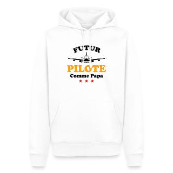 Futur pilote comme papa humour cadeau - Sweat à capuche Premium bio Homme - blanc - Devant - Nico (187cm)
