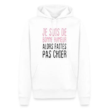 Je suis de bonne humeur alors faites pas chier - Sweat à capuche Premium bio Homme - blanc - Devant - Nico (187cm)