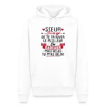 Sœur j'a Essayé De Te Trouver Le Meilleur Cadeau - Sweat à capuche Premium bio Homme - blanc - Devant - Nico (187cm)