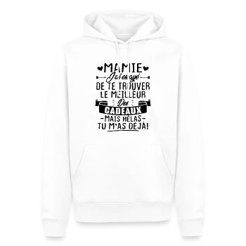 Mamie le meilleur cadeau mais hélas tu m'as déjà! - Sweat à capuche Premium bio Homme - blanc - Devant - Nico (187cm)