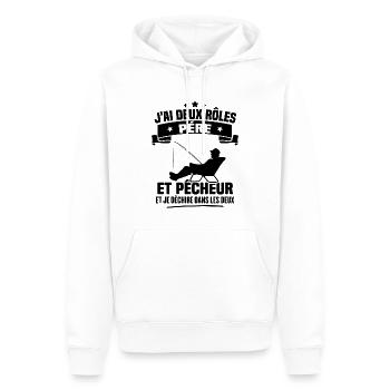 J'ai deux rôles père et pêcheur et je déchire dans - Sweat à capuche Premium bio Homme - blanc - Devant - Nico (187cm)