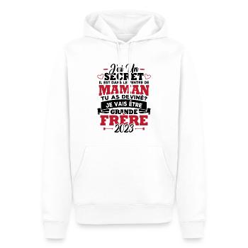 Je vais être grande frère 2023 - Sweat à capuche Premium bio Homme - blanc - Devant - Nico (187cm)
