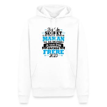 Je vais être grande frère 2023 - Sweat à capuche Premium bio Homme - blanc - Devant - Nico (187cm)