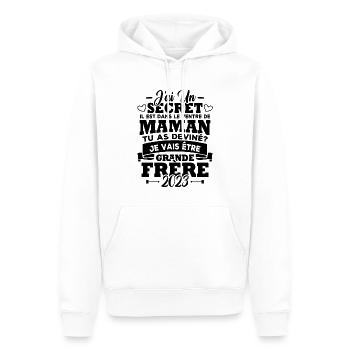 Je vais être grande frère 2023 - Sweat à capuche Premium bio Homme - blanc - Devant - Nico (187cm)