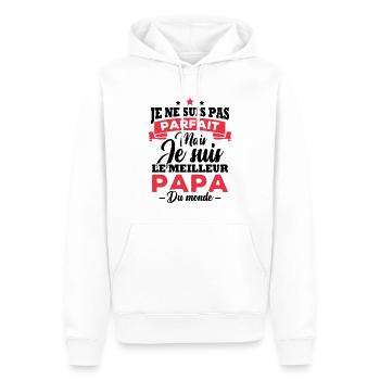 Pas parfait mais le meilleur papa du monde - Sweat à capuche Premium bio Homme - blanc - Devant - Nico (187cm)
