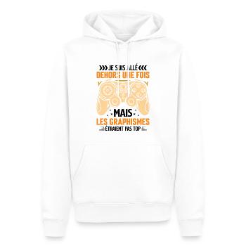 Humour cadeau console graphisme jeux vidéo - Sweat à capuche Premium bio Homme - blanc - Devant - Nico (187cm)