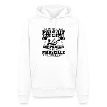 Pas parfait mais je suis supporter de marseille - Sweat à capuche Premium bio Homme - blanc - Devant - Nico (187cm)