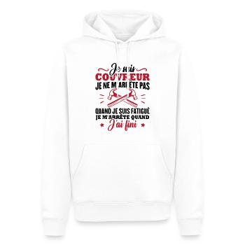Je suis couvreur - Sweat à capuche Premium bio Homme - blanc - Devant - Nico (187cm)