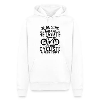 Pas à la retraite je suis cycliste à temps plein - Sweat à capuche Premium bio Homme - blanc - Devant - Nico (187cm)