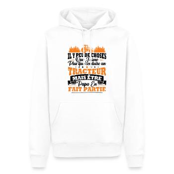 J'aime un Tracteur et Papa / Humour cadeau papa - Sweat à capuche Premium bio Homme - blanc - Devant - Nico (187cm)