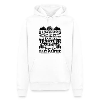 J'aime un Tracteur et Papa / Humour cadeau papa - Sweat à capuche Premium bio Homme - blanc - Devant - Nico (187cm)