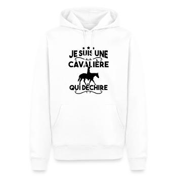 Je suis une cavalière qui déchire - Sweat à capuche Premium bio Homme - blanc - Devant - Nico (187cm)