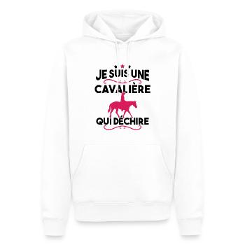 Je suis une cavalière qui déchire - Sweat à capuche Premium bio Homme - blanc - Devant - Nico (187cm)