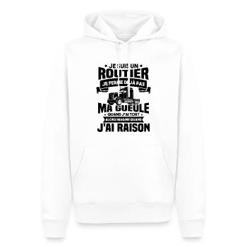 Je suis un routier, Humour routier - Sweat à capuche Premium bio Homme - blanc - Devant - Nico (187cm)