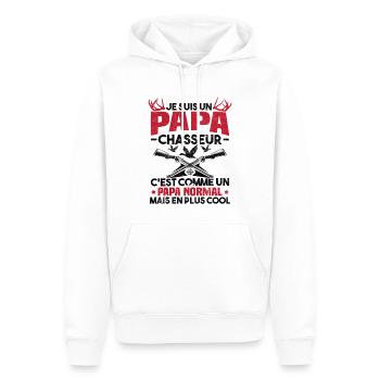 Un papa chasseur c'est comme un papa normal - Sweat à capuche Premium bio Homme - blanc - Devant - Nico (187cm)