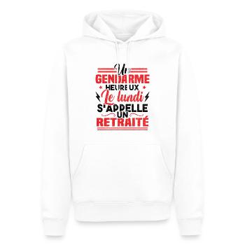 Un gendarme heureux le lundi s appelle un retraité - Sweat à capuche Premium bio Homme - blanc - Devant - Nico (187cm)