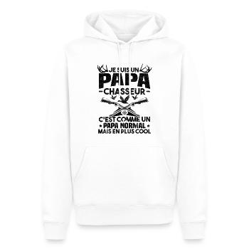 Un papa chasseur c'est comme un papa normal - Sweat à capuche Premium bio Homme - blanc - Devant - Nico (187cm)