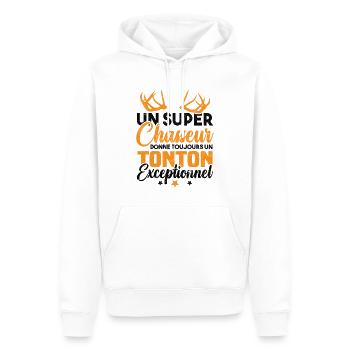 Un super chasseur donne un tonton exceptionnel - Sweat à capuche Premium bio Homme - blanc - Devant - Nico (187cm)