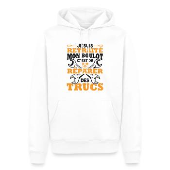 Retraité mon boulot est de réparer des trucs - Sweat à capuche Premium bio Homme - blanc - Devant - Nico (187cm)