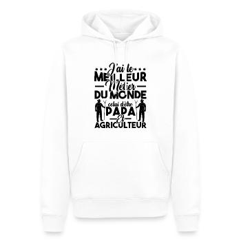 Papa et Agriculteur - Humour papa agriculteur - Sweat à capuche Premium bio Homme - blanc - Devant - Nico (187cm)