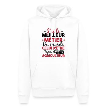 Papa et Agriculteur - Humour papa agriculteur - Sweat à capuche Premium bio Homme - blanc - Devant - Nico (187cm)