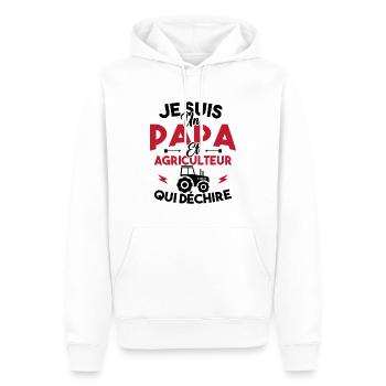 Papa et agriculteur - Sweat à capuche Premium bio Homme - blanc - Devant - Nico (187cm)
