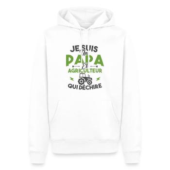 Papa et agriculteur - Sweat à capuche Premium bio Homme - blanc - Devant - Nico (187cm)
