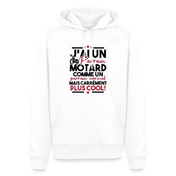 J ai un parrain motard comme un parrain normal - Sweat à capuche Premium bio Homme - blanc - Devant - Nico (187cm)