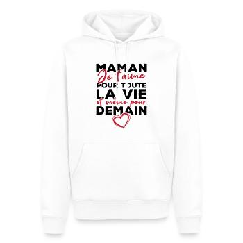 Maman je t'aime pour toute la vie - Sweat à capuche Premium bio Homme - blanc - Devant - Nico (187cm)