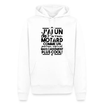 J ai un parrain motard comme un parrain normal - Sweat à capuche Premium bio Homme - blanc - Devant - Nico (187cm)