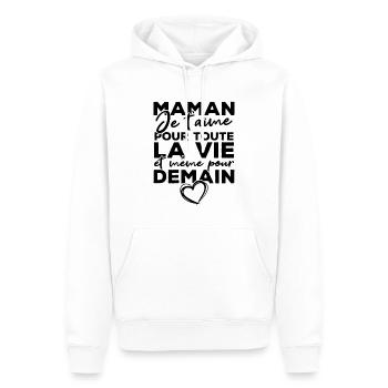 Maman je t'aime pour toute la vie - Sweat à capuche Premium bio Homme - blanc - Devant - Nico (187cm)