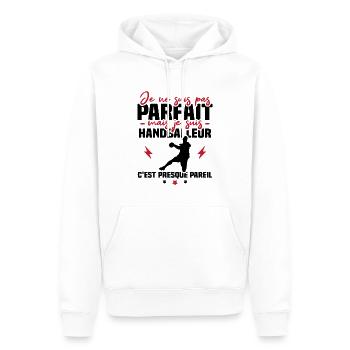 Pas parfait mais handballeur - Sweat à capuche Premium bio Homme - blanc - Devant - Nico (187cm)