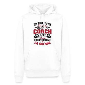 On sait qu'on est un super coach - Sweat à capuche Premium bio Homme - blanc - Devant - Nico (187cm)