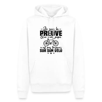 Preuve que papa n'est pas toujours sur son vélo - Sweat à capuche Premium bio Homme - blanc - Devant - Nico (187cm)