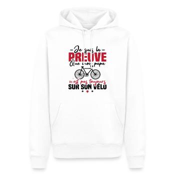 Preuve que papa n'est pas toujours sur son vélo - Sweat à capuche Premium bio Homme - blanc - Devant - Nico (187cm)