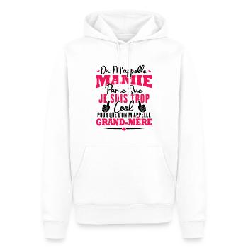 Je suis mamie trop cool, Cadeau pour cool mamie - Sweat à capuche Premium bio Homme - blanc - Devant - Nico (187cm)
