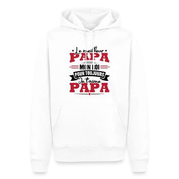 Le meilleur papa mon roi, je t'aime papa - Sweat à capuche Premium bio Homme - blanc - Devant - Nico (187cm)