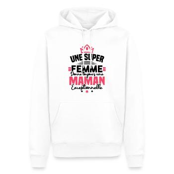 Une super femme donne une maman exceptionnelle - Sweat à capuche Premium bio Homme - blanc - Devant - Nico (187cm)