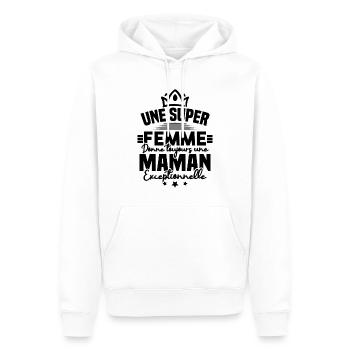 Une super femme donne une maman exceptionnelle - Sweat à capuche Premium bio Homme - blanc - Devant - Nico (187cm)