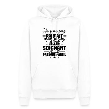 Je suis pas parfait mais je suis aide soignant - Sweat à capuche Premium bio Homme - blanc - Devant - Nico (187cm)