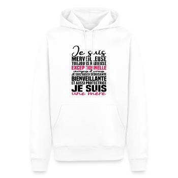 Je suis merveilleuse, je suis une mère - Sweat à capuche Premium bio Homme - blanc - Devant - Nico (187cm)