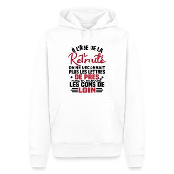 à l âge de la retraité - Sweat à capuche Premium bio Homme - blanc - Devant - Nico (187cm)